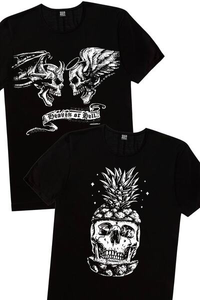 ROCKANDROLL Ženska crna ananas kosa, anđeo i đavo, 2-dijelni ekološki paket T...