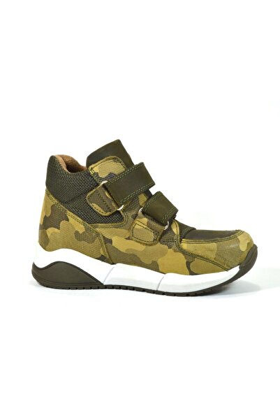 PİNKY PİNKY 201 Hakiki Deri Haki Ortopedik Cırtlı Erkek Çocuk Bot