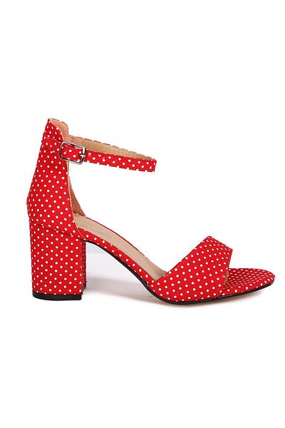 Bay Pablo L13 Red Polka Dot Heeled Summer Women's Shoes