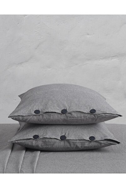 Berolige أنثراسايت 2 قطعة شامبراي 100% قطن غطاء وسادة قابل للغسل