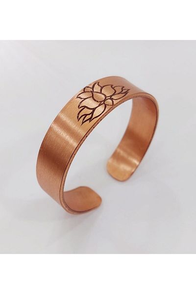 ABARGB Matte Copper Bracelet - Handmade with Lotus Flower Motif