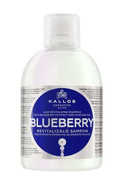 Kallos Cosmetics Blueberry 1000ml Revitalizing Shampoo with Blueberry and Avocado Oil for Dry, Damaged Hair