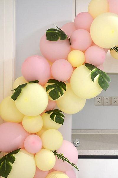 Trend Hediye Sepeti Macaron Pastel Pink Yellow Balloon Chain