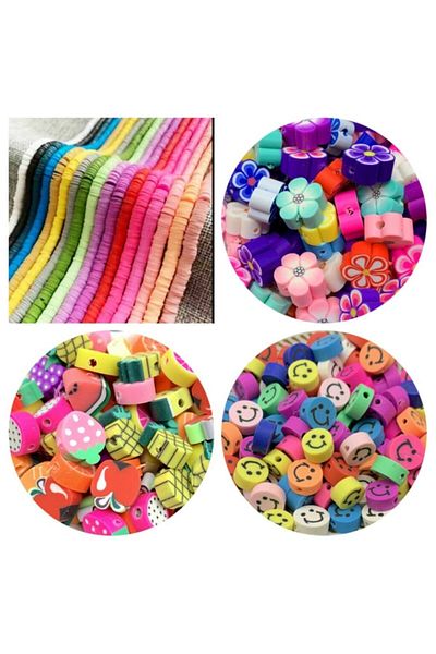 yiğit aksesuar Jewelry Supplies Fimo Beads and Fimo Figure Beads Set 77 Pieces