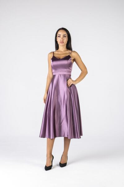 ALİS DRESS Lavanta Ip Askılı Saten Elbise