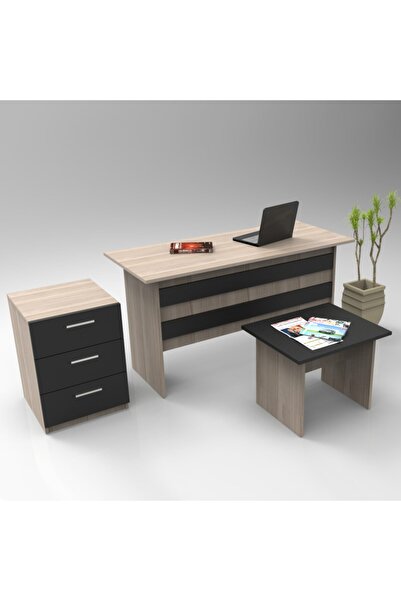 L'occi Concept Diego Abc Ofis Ofis Masa Sehpa Keson 3'lü Büro Masa Takımı Meş...