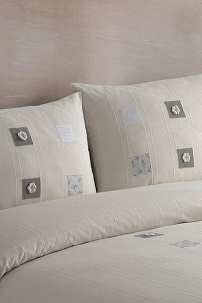 ÖDEL HOME Anthracite Patched Handcrafted Lace Double Pique Bedspread