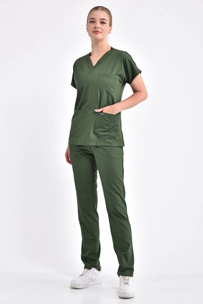 Owlet Medikal Costum chirurgical verde kaki Lycra Uniformă de asistentă