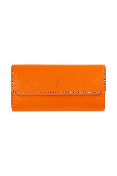 Garbalia Paris Genuine Leather Saddler Orange Women's Money Portfolio with Stitched Phone Compartment