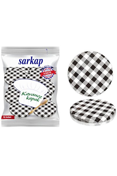Sarkap Hijyenik Paketli 10 Adet Kavanoz Kapağı - Siyah Ekose- 82mm