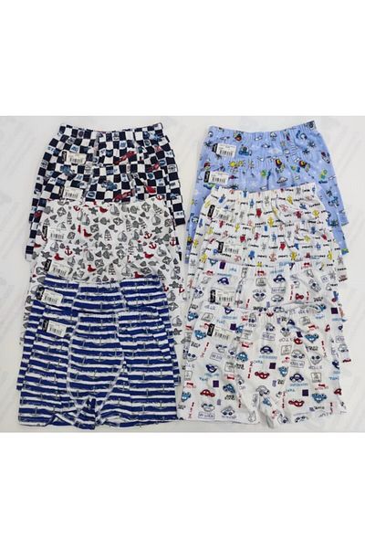 Tutku Poky Boy's Mixed Color Elastane 12-Piece Boxer Briefs