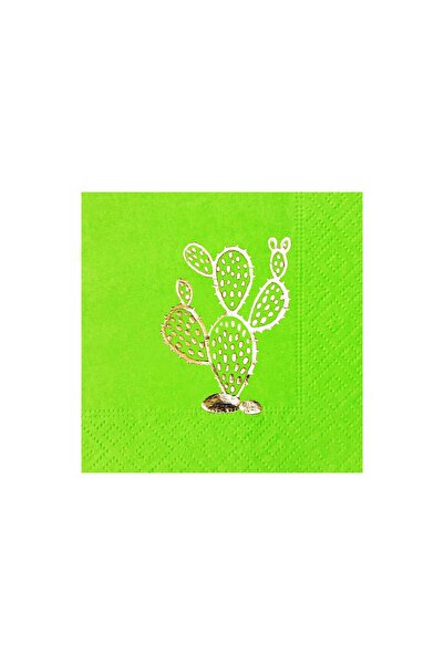 Story 23x23 سم منديل ذهبي منقوش بنقشة الصبار 50 منديل بلون أخضر فستقي