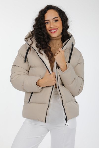 MD trend Dámská kamínková bunda s kapucí a zapínáním na zip