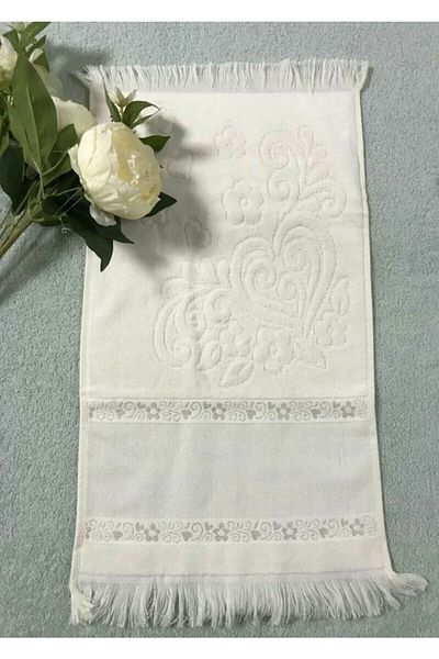 Nurpak Etamin Κεντητή 3 τεμαχίων Velvet Towel Cream 50*90