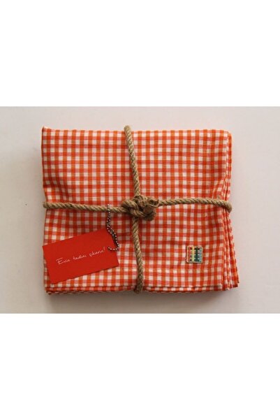 Çizgikare Runner Gingham portocaliu (husă de servire)