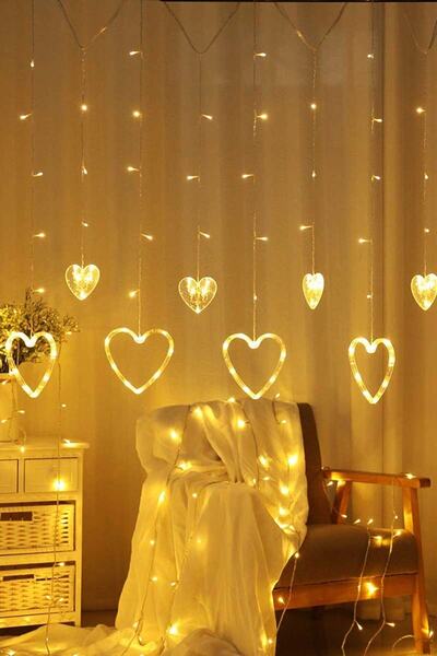 MOBGİFT Kalpli Perde Led Işık