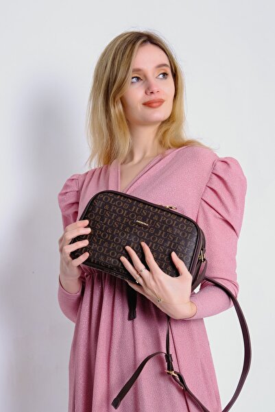 Just Polo Women's Brown Print Patterned Cross Shoulder Bag Jpm2053