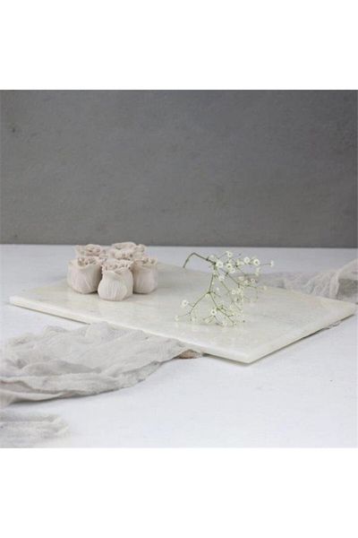 Akayev Marble White 30x20 Cm Presentation Plate