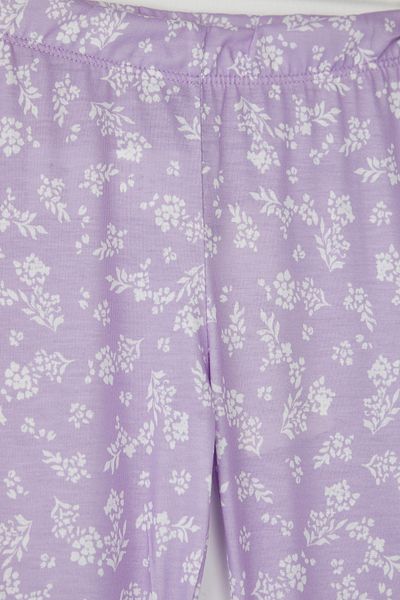 TRENDYOLKIDS Schwarz-lila gestrickte Leggings für Mädchen im 2er-Pack TKDSS25TA00011