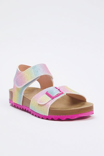 TRENDYOL SHOES Rosafarbene Glitzer- und Klettverschluss-Sandalen für Mädchen – TAKSS25SD00028