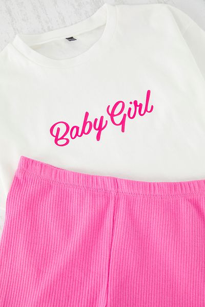 TRENDYOLKIDS Ecru Slogan Knitted Bottom-Top Suit Tkdss25Au00065