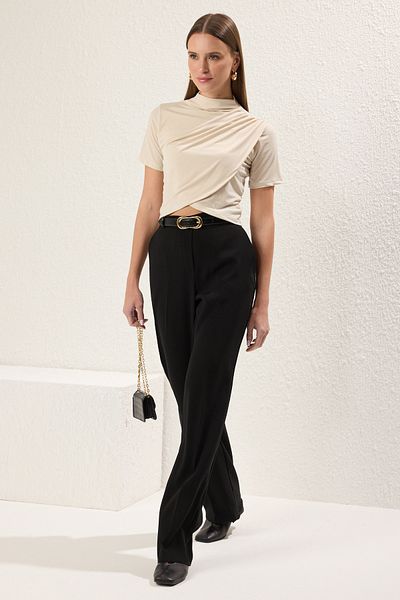 Trendyol Collection Πλεκτή μπλούζα με κοντό μανίκι - Πέτρινος γιακάς TWOSS24BZ00422