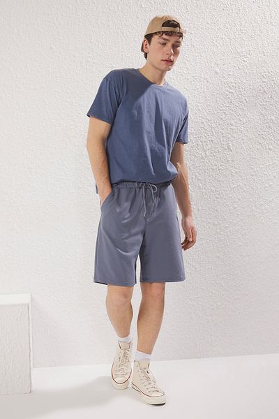 Trendyol Collection Blaue Oversize-Shorts mit Gummi-Taille und Schnürung – TMNSS22SR0257