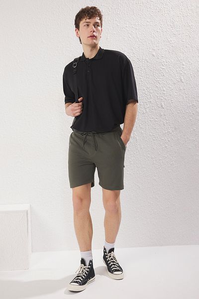 Trendyol Collection Khaki Karyoka Stitched Basic Shorts & Bermudas - Regular Fit Tmnss25Sr00021