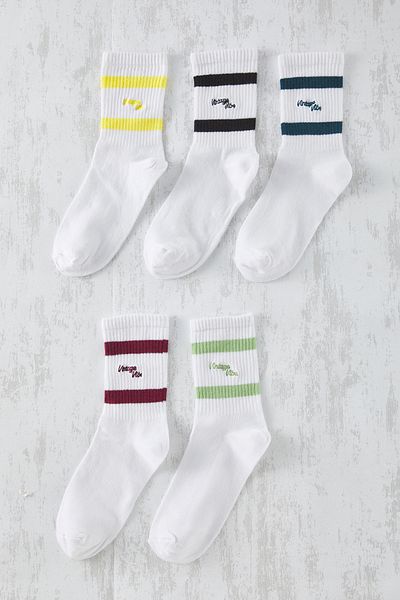 Trendyol Collection Ecrufarbene Unisex-Baumwollsocken im 5er-Pack – College/Tennis/Mittellänge – TMNSS25CO00003
