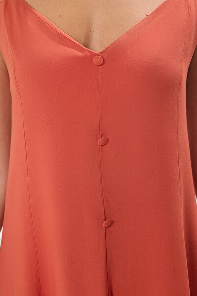 Trendyol Collection Tile Floral Straight Cut Button Mini Woven Dress Twoss25El00292