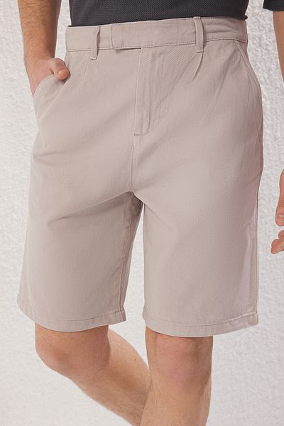 Trendyol Collection Ανδρικό σορτς και βερμούδες με πέτρινη κανονική εφαρμογή Brit Closure Gabardine TMNSS25SR00012