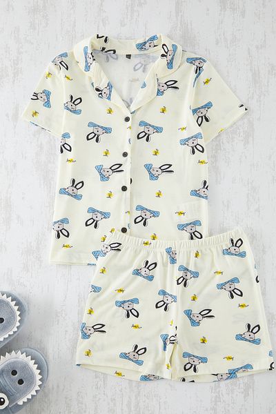 TRENDYOLKIDS Ružová dievčenská súprava pleteného pyžama so zvieracím vzorom