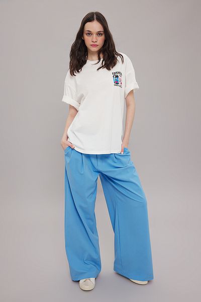 Trendyol Collection Ecru Color Oversize Printed Cotton T-Shirt - Twoss25Ts00073