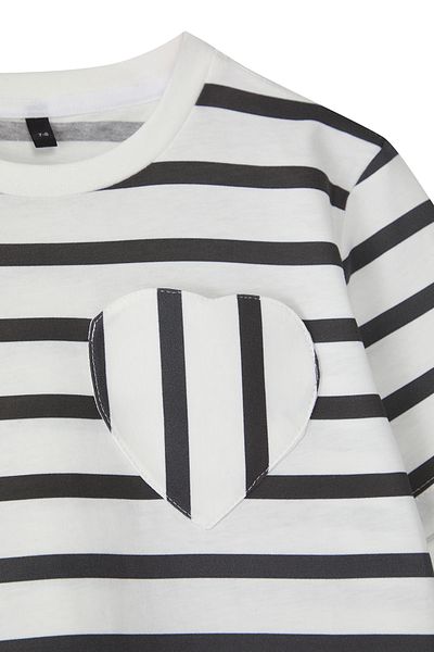 TRENDYOLKIDS Fekete-Ecru csíkos kötött póló TKDSS25TS00030