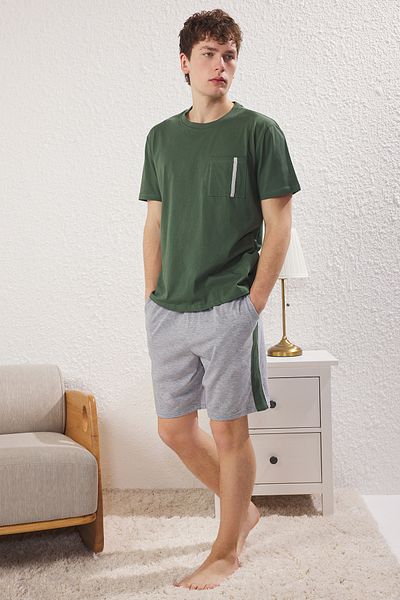 Trendyol Collection Πράσινο Σετ Πιτζάμες Πλεκτό Σορτς Regular Fit - TMNSS25PT00035