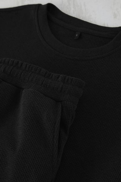 Trendyol Collection Schwarzer, übergroßer/breit geschnittener, strukturierter Trainingsanzug TMNSS25EM00010