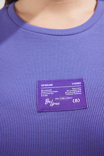 Trendyol Curve Indigo Tona Tone Label Detailed Ribbed Camisole Plus Size Undershirt Tbbss25Cv00013