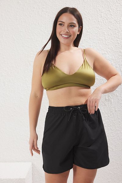 Trendyol Curve Black Women's Regular Fit Plus Size Swim Shorts Tbbss25Cr00008