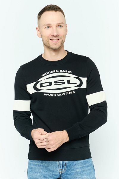 Diesel Men Crew Neck Long Sleeves Vintage Logo Sweatshirt, Black