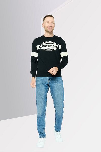 Diesel Men Crew Neck Long Sleeves Vintage Logo Sweatshirt, Black