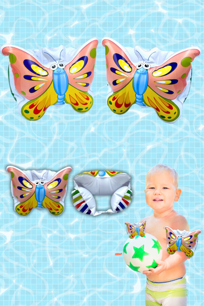 buradanaldım Kelebek Desenli, Şişme Kolluk 1-3 Yaş İçin Yüzme Kolluğu, Deniz ...