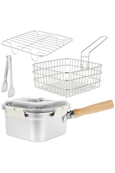 Choice Set 2 Deep Fryer Pot Stainless Steel Frying Pan Oil Saving Square Deep...