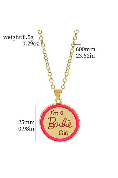 Miniso XL0469 I'm A Barbie Girl Pendant Necklace for Women Girls Fashion Trendy Accessories Gifts for Fans