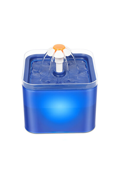 Choice نافورة مياه أوتوماتيكية زرقاء سعة 2 لتر للقطط والكلاب مع إضاءة LED ومو...