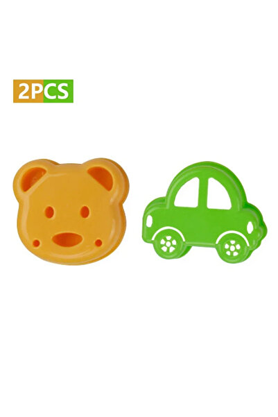 Choice as picture(3) 2pcs Sandwich Mould Bear Cat Rabbit Car Shaped Bread Mol...