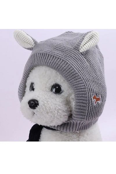 Choice grey Dog Ear Muffs Noise Protection Pet Ears Covers Knitted Hat Winter Warm Earmuffs For Small Mediu