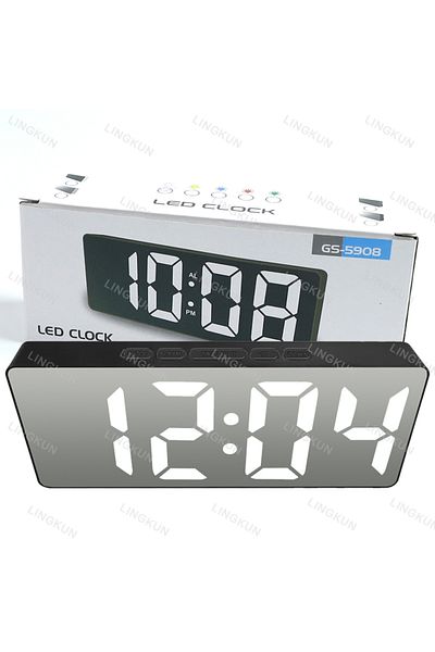 Choice White light Electronic Alarm Clock Noiseless Design Digital LED Large Display Mirror Electronic Cloc