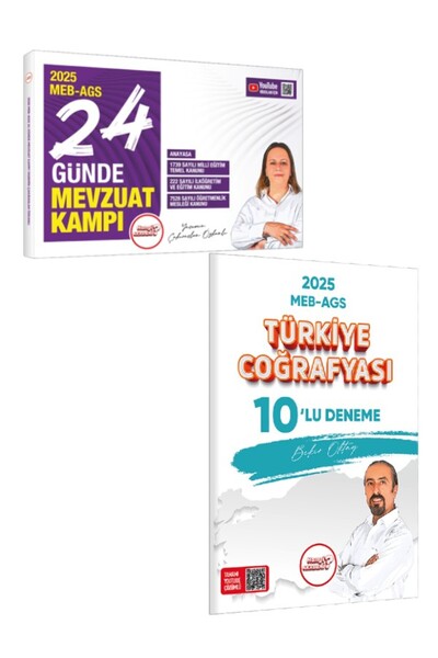 Hangi KPSS 2025 MEB - AGS 24 Günde Mevzuat Kampı ve Türkiye Coğrafyası 10 Deneme Sınavı İkili Seti
