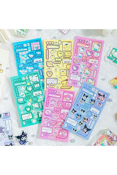 JOY TOP 6pcs A 6Pcs Mixed Sanrio Handbook Sticker Cute Kuromi Hello Kitty Melody Cinnamoroll Hand Acount Dec