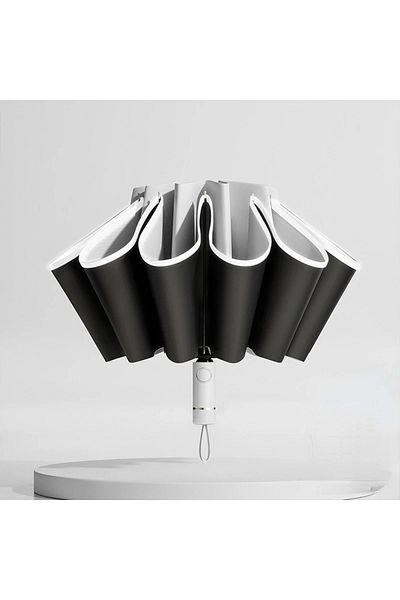 Choice Grey Men Women Umbrella Fully Automatic Reverse Folding Umbrella With Windproof Reflective Stripe U